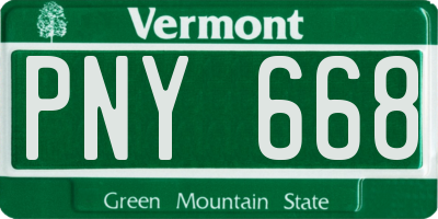 VT license plate PNY668