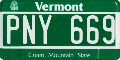 VT license plate PNY669