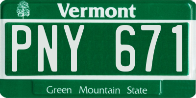 VT license plate PNY671
