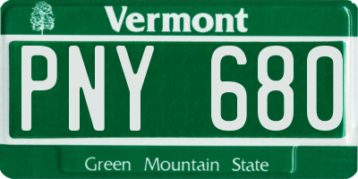 VT license plate PNY680