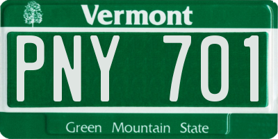 VT license plate PNY701