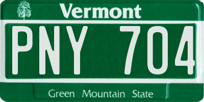 VT license plate PNY704