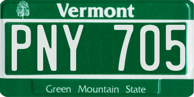 VT license plate PNY705