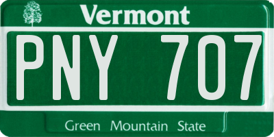 VT license plate PNY707