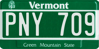 VT license plate PNY709