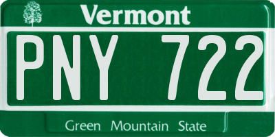 VT license plate PNY722