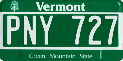 VT license plate PNY727