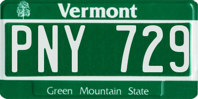 VT license plate PNY729