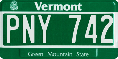VT license plate PNY742