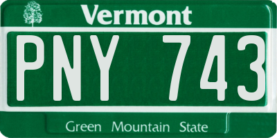 VT license plate PNY743