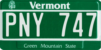 VT license plate PNY747