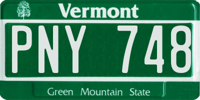 VT license plate PNY748