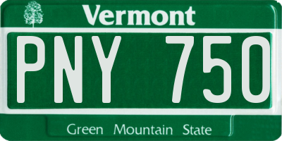 VT license plate PNY750