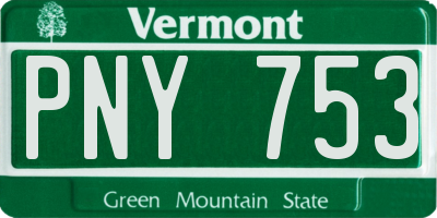 VT license plate PNY753