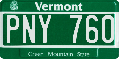 VT license plate PNY760