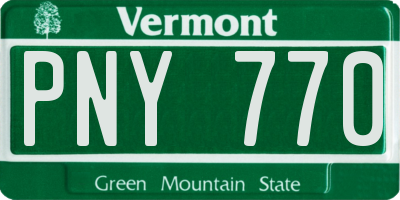 VT license plate PNY770