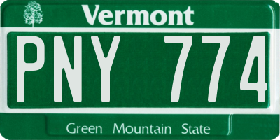 VT license plate PNY774