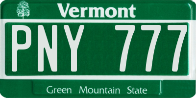 VT license plate PNY777