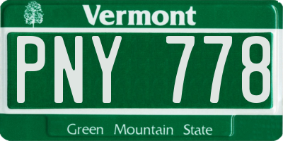 VT license plate PNY778