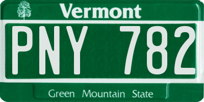 VT license plate PNY782