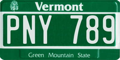 VT license plate PNY789
