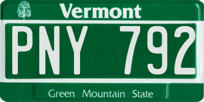 VT license plate PNY792