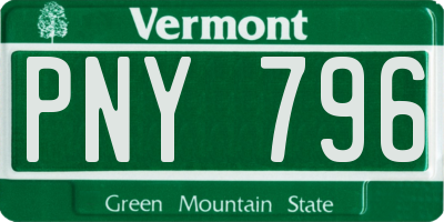 VT license plate PNY796