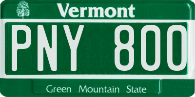 VT license plate PNY800