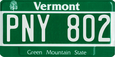 VT license plate PNY802