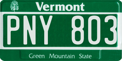 VT license plate PNY803