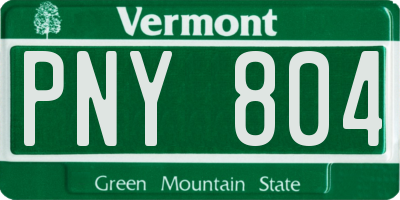 VT license plate PNY804