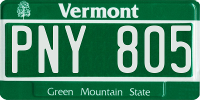 VT license plate PNY805