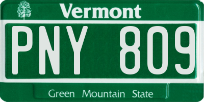 VT license plate PNY809