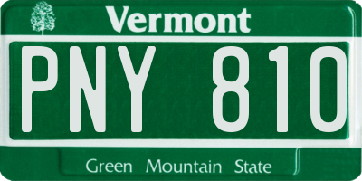 VT license plate PNY810