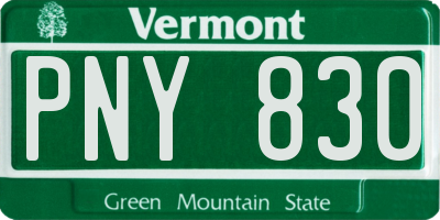 VT license plate PNY830