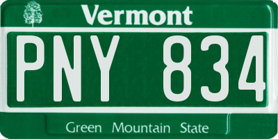 VT license plate PNY834