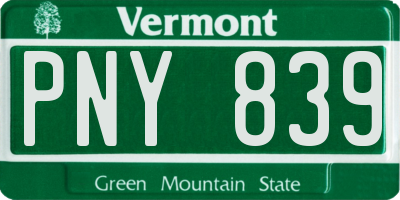 VT license plate PNY839