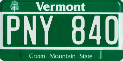VT license plate PNY840
