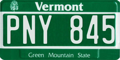 VT license plate PNY845