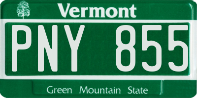 VT license plate PNY855