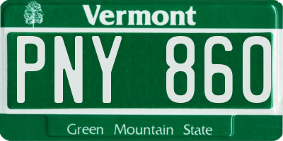 VT license plate PNY860