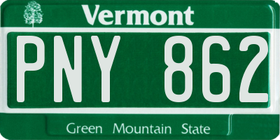 VT license plate PNY862