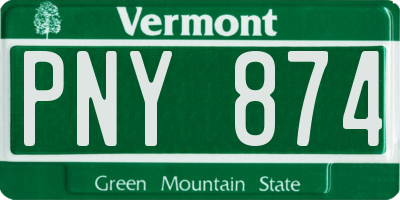VT license plate PNY874