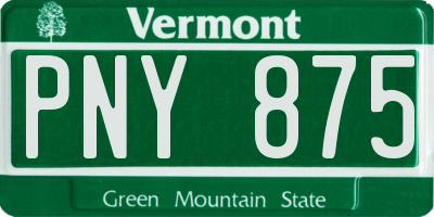 VT license plate PNY875