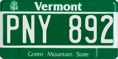 VT license plate PNY892