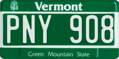 VT license plate PNY908