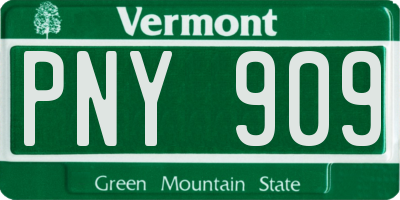 VT license plate PNY909