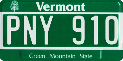 VT license plate PNY910