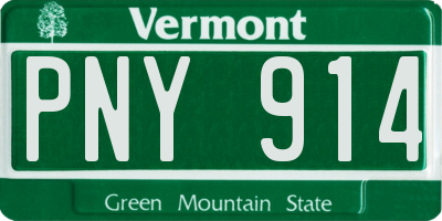 VT license plate PNY914