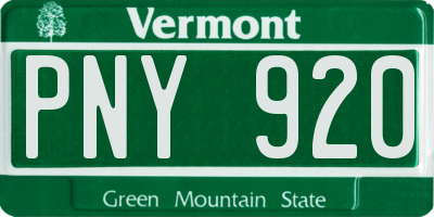VT license plate PNY920
